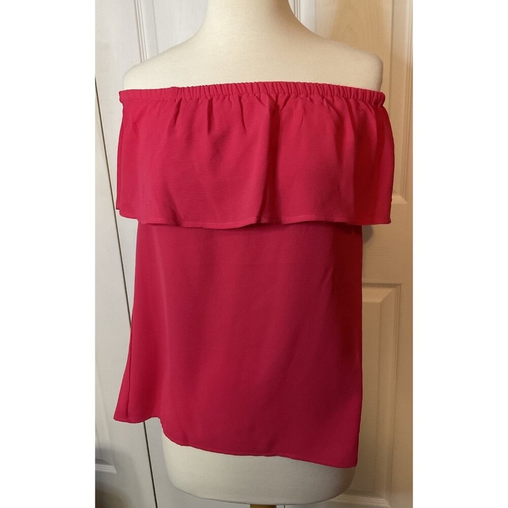 Michael Kors Deep Hot Pink Off Shoulder Ruffle Top Blouse Small New $98 Romantic